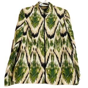 Preston & York Women’s Green Multi Zip Front Blazer Jacket Sz-10